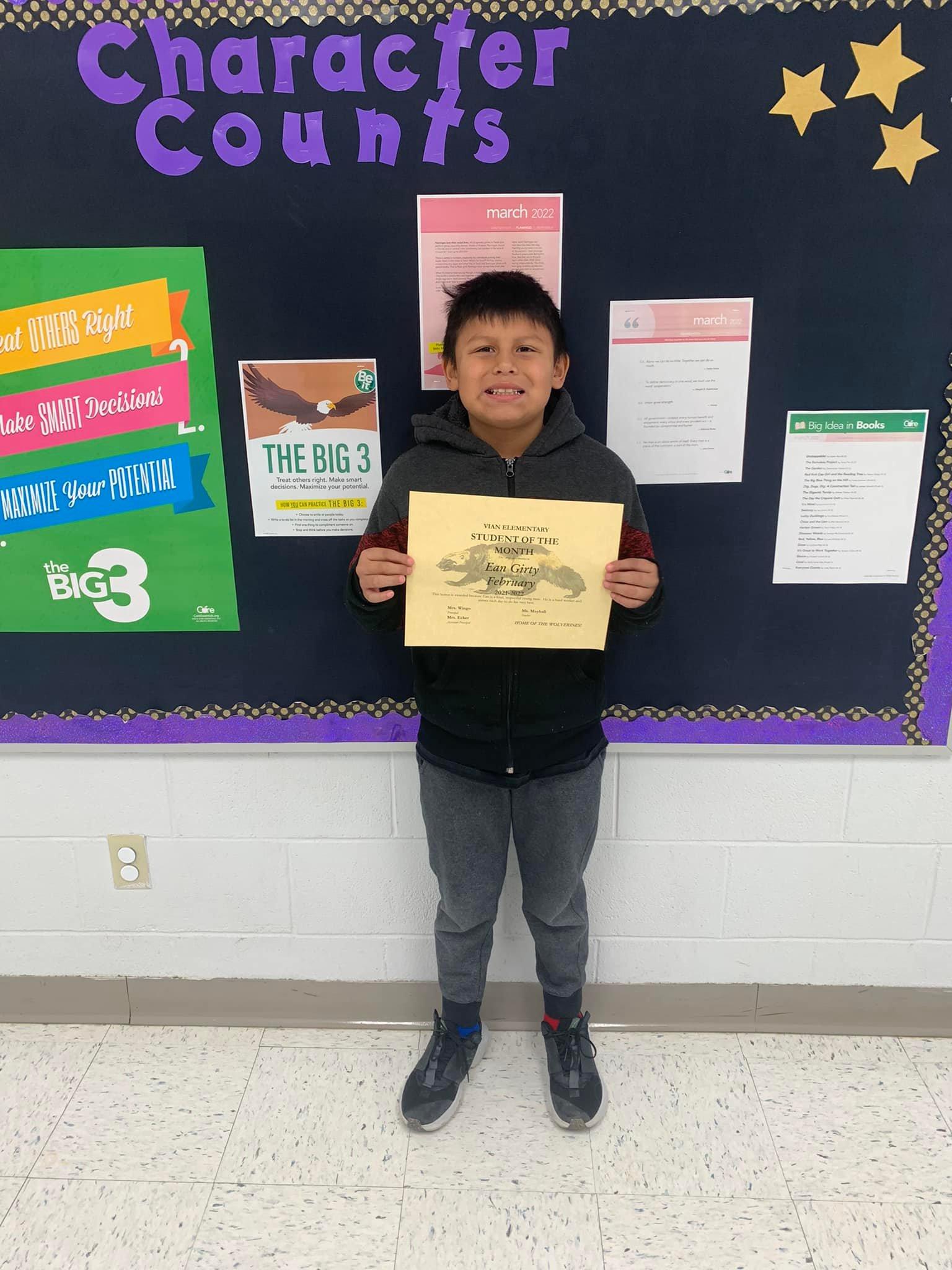 Girty Vian Elementary Student of the Month